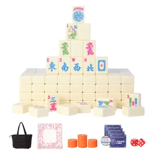 Set Completo de Mahjong con 166 Fichas y Bolsa