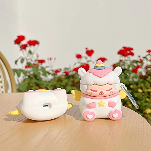 Rertnocnf Compatible With Earbuds Case Airpods 1 & 2, Kawaii Cute Cartoon Angel Sheep Design Portable Accessories Wireless Earphone Shockproof Protector Hook #TOP6