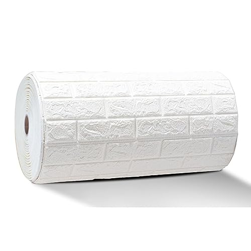 Paneles de pared 3D autoadhesivos Grosor Panel de revestimiento de pared extra into de pared extra impermeable para: Decoración de pared interior en blanco, (Color: Blanco, Tamaño: 70CMX20M)