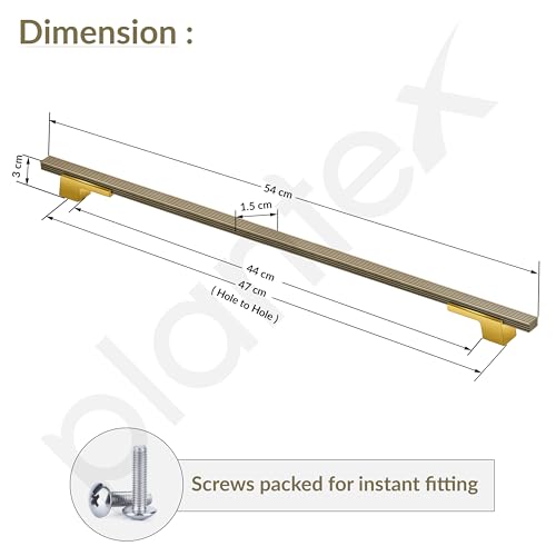 Image of Plantex Cabinet Handle /Kitchen Cabinet Door Handle /Wardrobe /450 mm Cupboard Handle /Door Pull-Push Handle for Home /Office - Pack of 2 (Brass Antique & Gold)