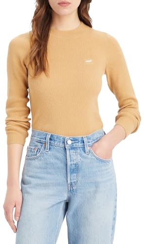Levi's Damen Crew Rib Sweater Pullover Sweatshirt, Tan, XS – Ansicht 1