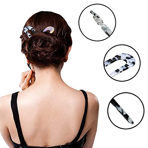 8 Pieces Acetate Hair Pins Sticks U-Shaped Straight Chopsticks Hairpin Hair Styling Accessories, Vintage Hair Pin Fork Hair Clips For Girls Women Updos Buns(Type A) #TOP5