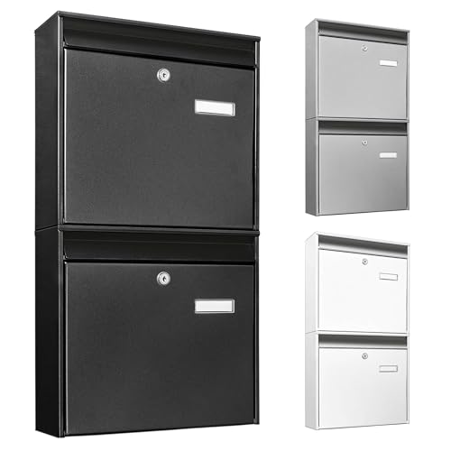 banjado Burg-Wächter Briefkastenanlage - Briefkasten 2 Parteien Schwarz -...