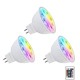 Makergroup MR16 Color Changing LED Bulbs, RGB GU5.3 Bi-pin Light, Warm White+15 Multicolors and 4-Level Brightness on Remote Control for 12V Low Voltage Landscape Lighting Holiday Lights 4W 3-Pack