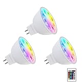 Makergroup MR16 Color Changing LED Bulbs, RGB GU5.3 Bi-pin Light, Warm White+15 Multicolors and 4-Level Brightness on Remote Control for 12V Low Voltage Landscape Lighting and Holiday Lights 4W 3-Pack