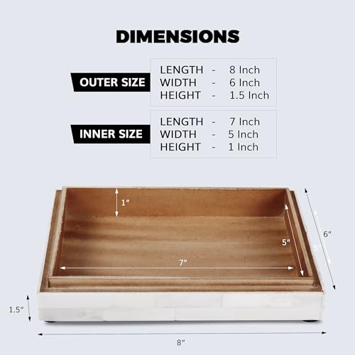 Image of Handicrafts Home Jewelry Gift Boxes - Decorative Organizer and Storage Box for Decor White Bone Inlay 6x8x1.5 inch