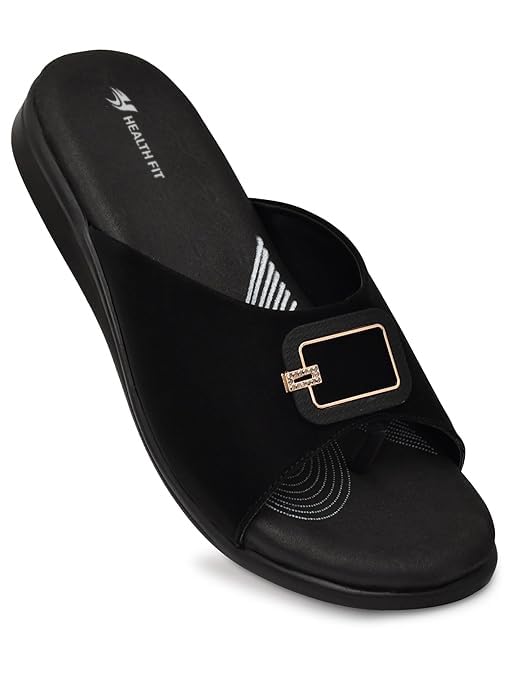 Image of HEALTH FIT EXTRA SOFT Women's Comfortable Memory Foam Doctor Slippers /Flip-Flops|Fashionable Casual & Stylish|Lightweight & Breathable|Outdoor Synthetic Casual Chappals Sandals Ladies & Girls HF27