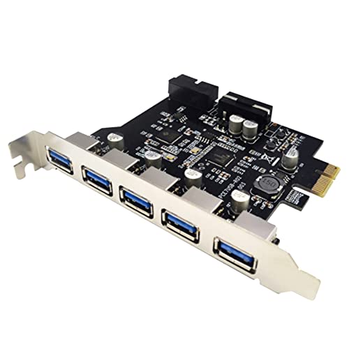 Bloepum USB3.0 Expansion Card 5 Ports + 19Pin Slot Computer Accessories for WinXP/Vista/Win7/Win8/Win10 32Bit/64Bit