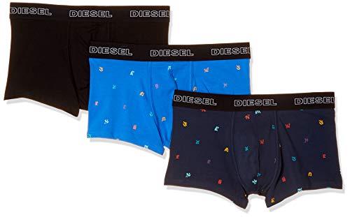 Diesel Men's UMBX-DAMIENTHREEPACK Boxer-Brief 3pack, Navy/Black/Bright Blue Symbolism, L