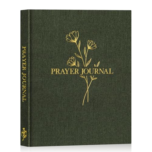 Image of Lanpn Bible Prayer Journal for Women Men, 68 Weeks Linen Bible Study Journal Christian Prayer Notebook Planner with Scripture Verse, Devotional Journal Religious Christian Faith Gifts Women, Green