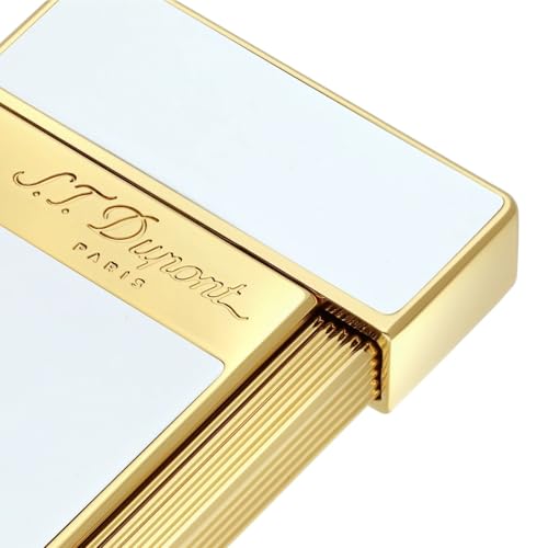 Encendedor DuPont Slimmy Blanco Laca y Oro miniatura 4
