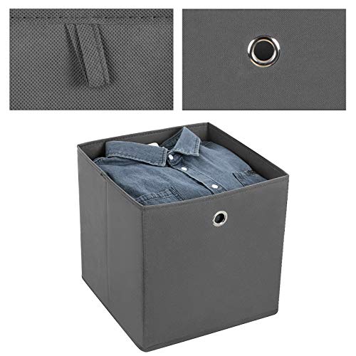 SONGMICS Aufbewahrungsboxen, 6er Set, Stoffboxen, Faltboxen aus Vliesstoff, Würfel, Aufbewahrungskörbe, für Spielzeug und Kleidung, grau RFB02G-3