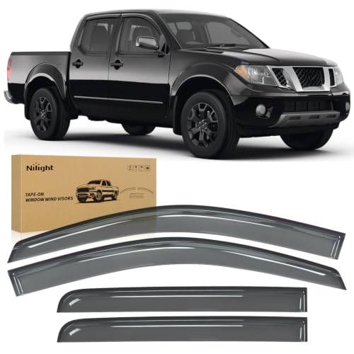 Image of Nilight Tape-On Rain Guards for Nissan Frontier 2005-2021, 4PCS