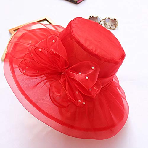 Chapeau bibi de mariage pour femme, Rouge, Taille unique