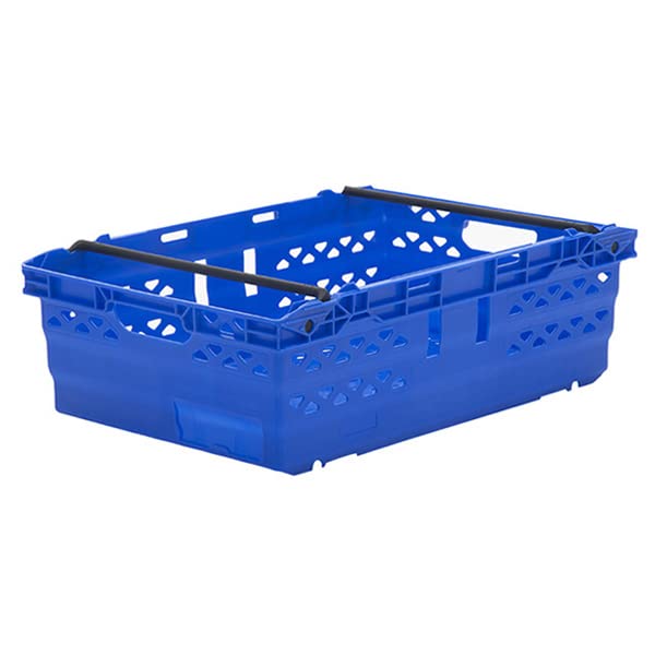 Pack of 5 - Blue Bale Arm Supermarket Stacking and Nesting (600 x 400 x 190mm) 38 Litre Plastor Ventilated Crates