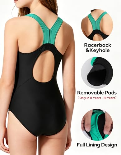 Image of beautyin Girls Swimsuit One Piece Swimwear Athletic Competition Bathing Suit 7-16Y
