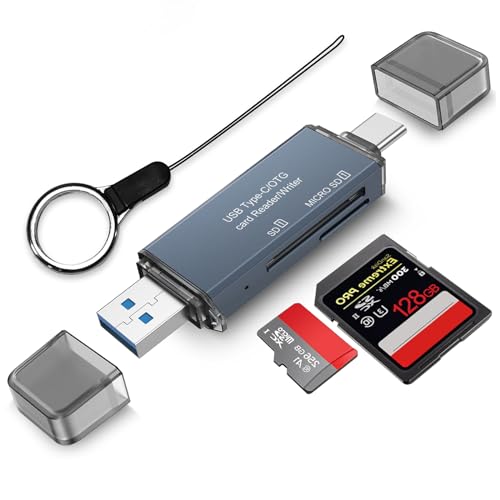 Lector de tarjetas SD con conector dual USB C – Lector de alta velocidad para tarjetas SD, tarjetas TF, compatible con PC, tabletas y smartphones para cámara de caza