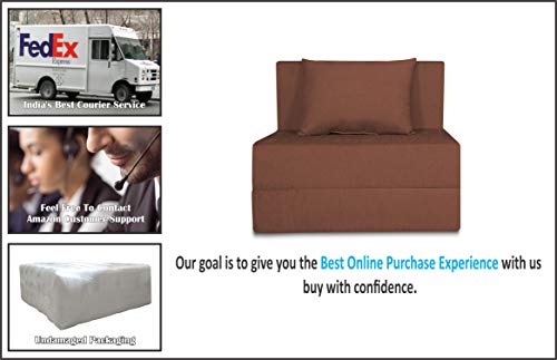 Image of Adorn India Easy 2 Seater Sofa Cum Bed Alyn 3'x 6' (Brown) (1 Year Warranty)