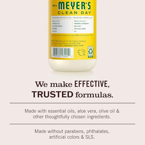 MRS. MEYER'S CLEAN DAY Sıvı El Sabunu, Zalimsiz ve Biyolojik Çözünür Elde Yıkama Formülü Uçucu Yağlarla Üretilmiştir, Hanımeli Kokusu, 12,5 oz Şişe