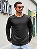 Runcati Men's Long-Sleeved Crew Neck T-Shirt Plain Regular Fit Tops Sports Leisure Shirts Casual Basic Vest, black, L #2