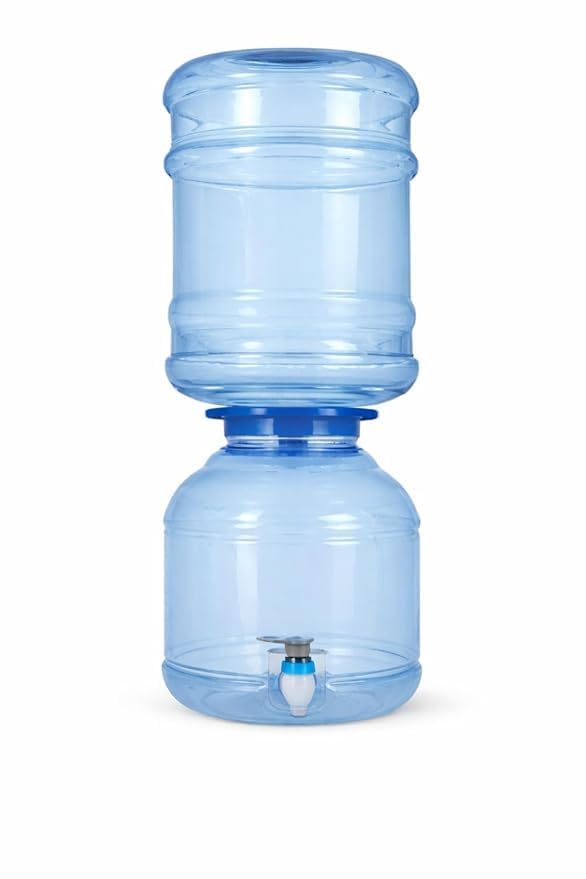 Manual Water Dispenser Bottle 20 Litre with Matka Jar 10 Litre | Refillable Plastic Water Can Dispenser | BPA Free Drinking Water Container for Home, Office & Kitchen (Dark Blue, Set of -1)
