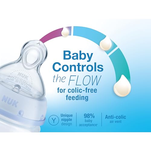 Image of NUK Smooth Flow Anti Colic Baby Bottle, 5 oz, 4 Pack, Elephant