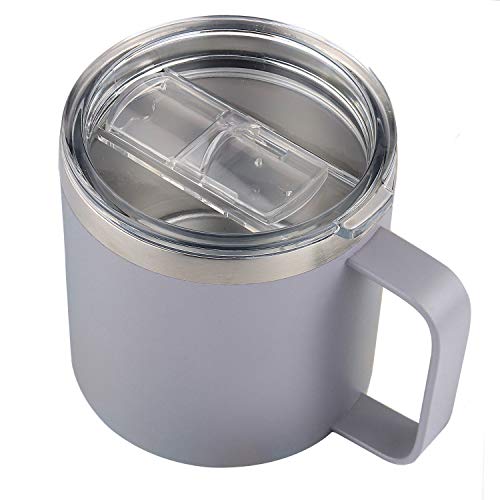 Sivaphe Tasse de café Mug INOX Isotherme pour Hommes, Tasse à thé 400ML, Acier Inoxydable Double paroi Gobelet à Vide avec poignée et Couvercle pour la Maison, Bureau et Voyage Gris