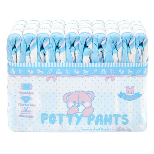 Image of Littleforbig Adult Printed Diaper 10 Pieces - Potty Pants (Medium 28 inch-38 inch)
