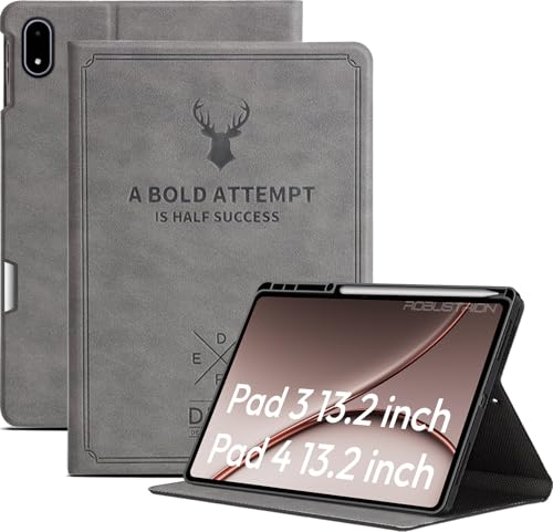 Image of Robustrion Cover Case for OnePlus Pad 4 / OnePlus Pad 3 13.2 inch Cover with [Pencil Holder], Deer Pattern Cover Case for One Plus Pad 4 / Pad 3 Cover 13.2 inch - Grey