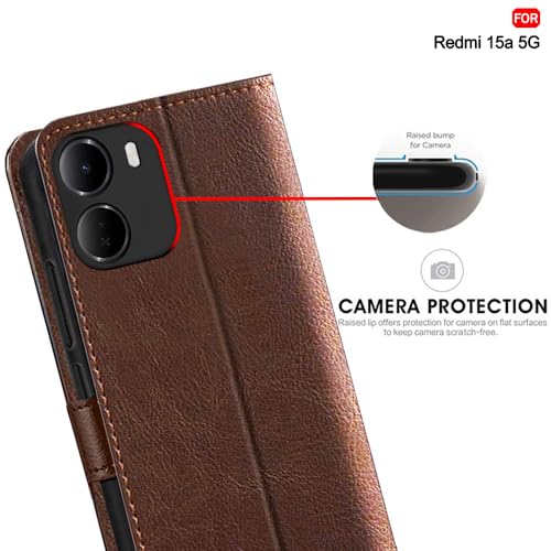 Image of TheGiftKart Flip Back Cover Case for Vivo V70 FE 5G | Dual-Color Leather Finish | Inbuilt Stand & Pockets | Wallet Style Flip Back Case Cover for Vivo V70 FE 5G (Faux Leather, Brown & Coffee)
