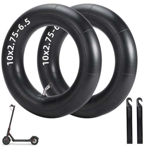 Lot de 2 chambres à air 10x2.75-6.5 avec valve CR202 100° pour trottinettes électriques et mini-motos – Convient aux pneus 70/65-65, 255x80, 10x3.0, 10x2.50, 10x2.70-6.5 – 2 démonte-pneus inclus