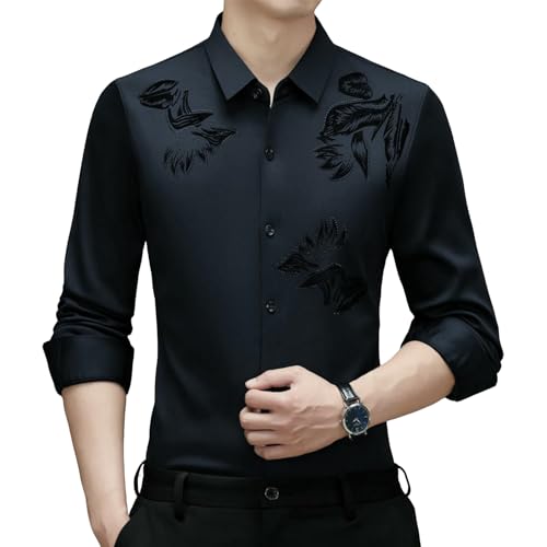 Camisa de manga larga con estampado floral OAKVERVE para hombre