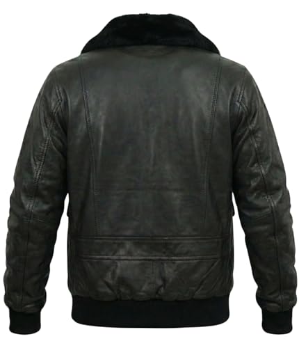 Image of Mens A2 Aviator Cockpit Bomber Leather Jacket - Distressed Pilot Jackets - G1 Fur Collar Flight Leather Jacket