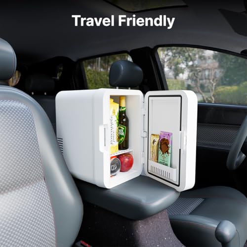 Image of pTron EaseMate CUBE 8L Portable Mini Fridge, Thermoelectric Cooler and Warmer for Car & Home, Store Cosmetics, Beverage & Food, Smart Temperature Control, Dual Power Supply 220V AC /12V DC (White)