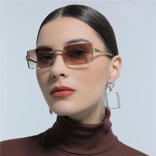 CGZWFERA-Rimless Rectangle Sunglasses for Women Frameless Glasses for Men Ultralight UV400 Eyewear Shades2