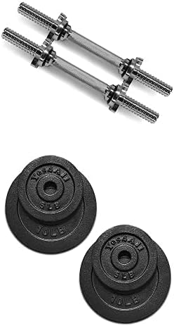 Yes4All Juego de mancuernas ajustables de hierro fundido de 1.15 pulgadas, 30 libras, para gimnasio en casa, entrenamiento de fuerza, entrenamiento