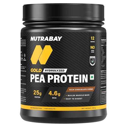 NUTRABAY Gold 100% Pea Protein Powder - 500g, Rich Chocolate Crèm...
