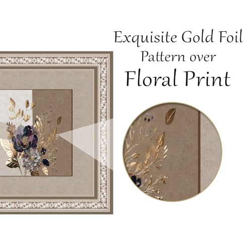 Image of Cloth Fusion Velvet Floral Square Shape Dining Table Cover Cloth 4 Seater with Stunning Gold Foil Design for Home Decor (56x56 Inch Square, Taupe)