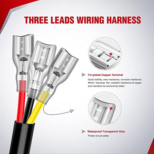 Image of Nilight 2PCS 16AWG 10Feet Wiring Harness Extension for 6Modes Amber White Light Bar Strobe Play and Plug 3-Wires, 2 Years Warranty,Black