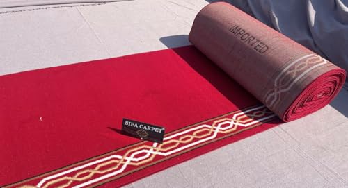 Image of Sifa Carpet Luxury Anti Skid Acrylic Zanamaj Prayer Carpet Rolls for Masjid and Gallery(Red 4x50 Feet)