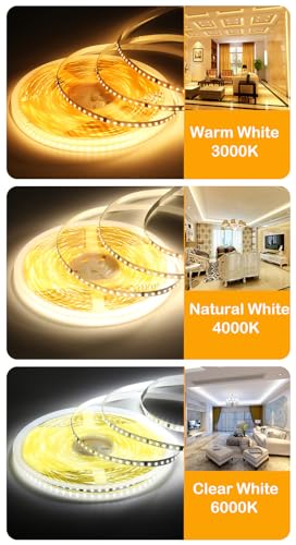Cinta LED flexible 16.4 ft 120 leds/m blanco natural miniatura 6