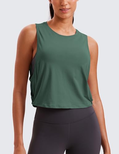 Image of CRZ YOGA Pima Cotton Dropped Armhole Tank | Workout, Naturally Soft, Loose Fit, Crop, Crewneck, Knotted Sides, Sleeveless Tops for Women