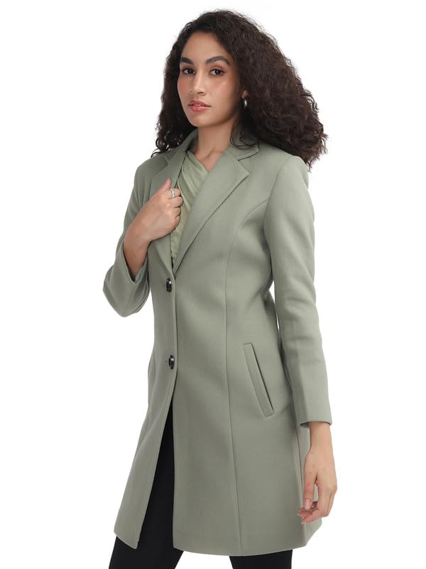 Image of PLAGG Women's Notched Lapel Long Overcoat