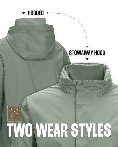 33,000ft Wasserdichte Regenjacke für Herren Atmungsaktiv Fahrrad Jacke Leichte Outdoorjacke Windjacke Regenmantel mit Kapuze – Bild 3