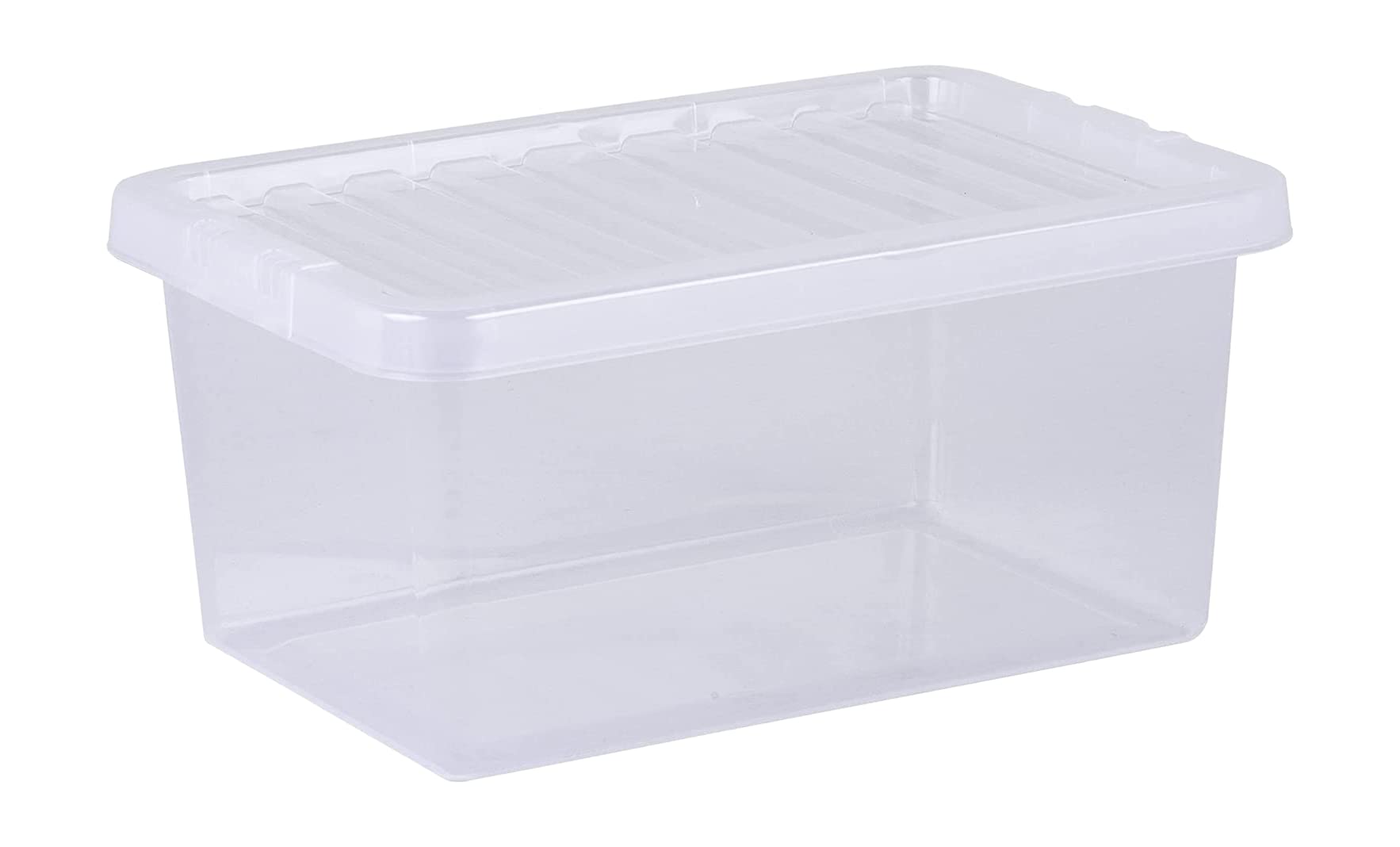Clear Crystal Plastic Storage Boxes With Lid Stackable Nestable Container Multipurpose Plastic Useful Storage Box For Home Office Bedroom Living Room Made in U.K (11 Litre)