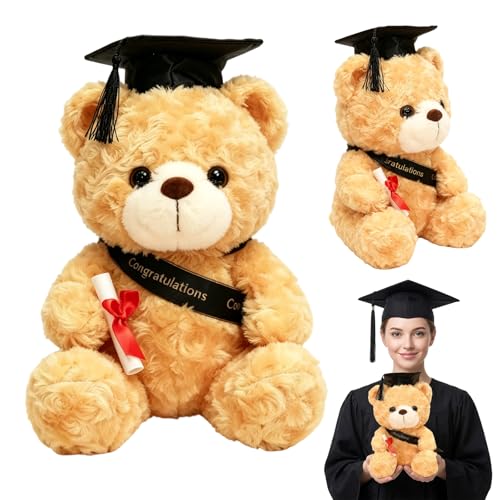 KSVFTB Graduation Bear Graduation Teddy Bear with Graduation Cap 18cm Meaningful Graduation Gifts for High School and College Graduates Ideal for Graduation Ceremonies and Party Decorations