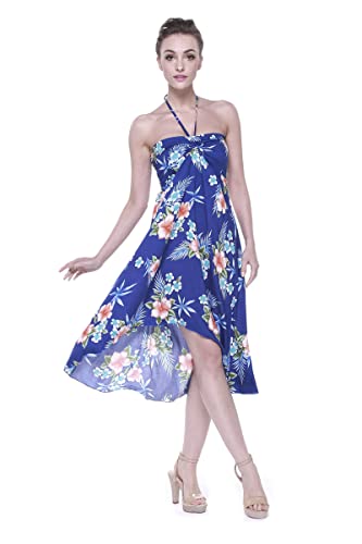 Image of Matchable Family Hawaiian Luau Men Women Girl Boy Clothes in Hibiscus Blue
