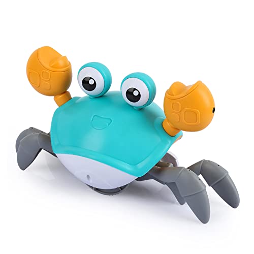 Image of PintreeLand Electronic Crawling Crab Baby Toy with Music and Light, Tummy Time Interactive Fun Toys with Automatically Avoid Obstacles for Boys or Girls (Green)