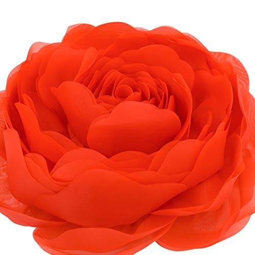 Image of JWH Stereo Flower Throw Pillow Covers Aesthetic Decorative Floral Accent Pillow Cases Round Cushion Handmade Pillowcase for Bedroom Bed Couch Living Room 12 Inch Orange