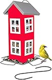Sherwoodbase Ridge - Wild Bird House Feeder, Weatherproof Design for Easy Cleaning & Refills, Comes with Hook to Hang on Tree, Poles in Backyard Garden, Patio; Gift idea for Parents (Red)